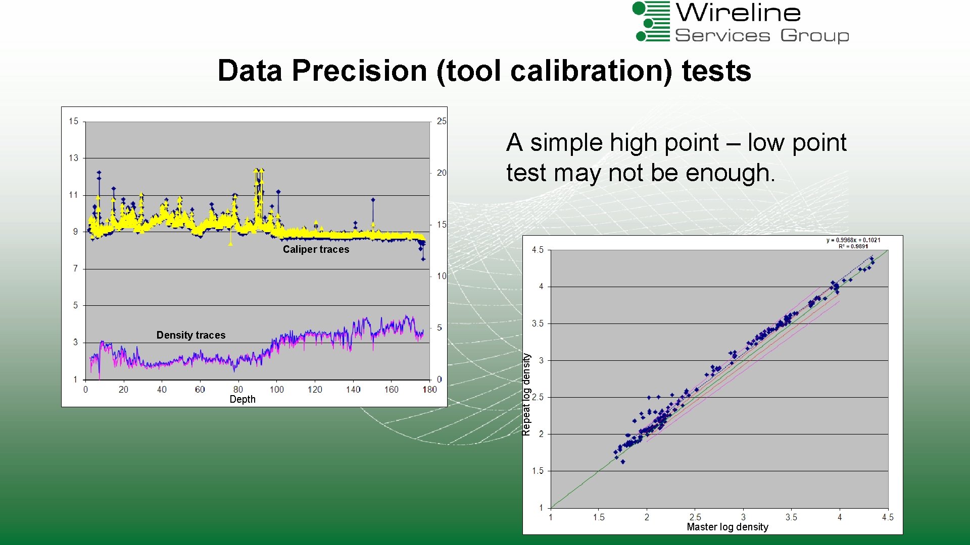 Data Precision (tool calibration) tests A simple high point – low point test may