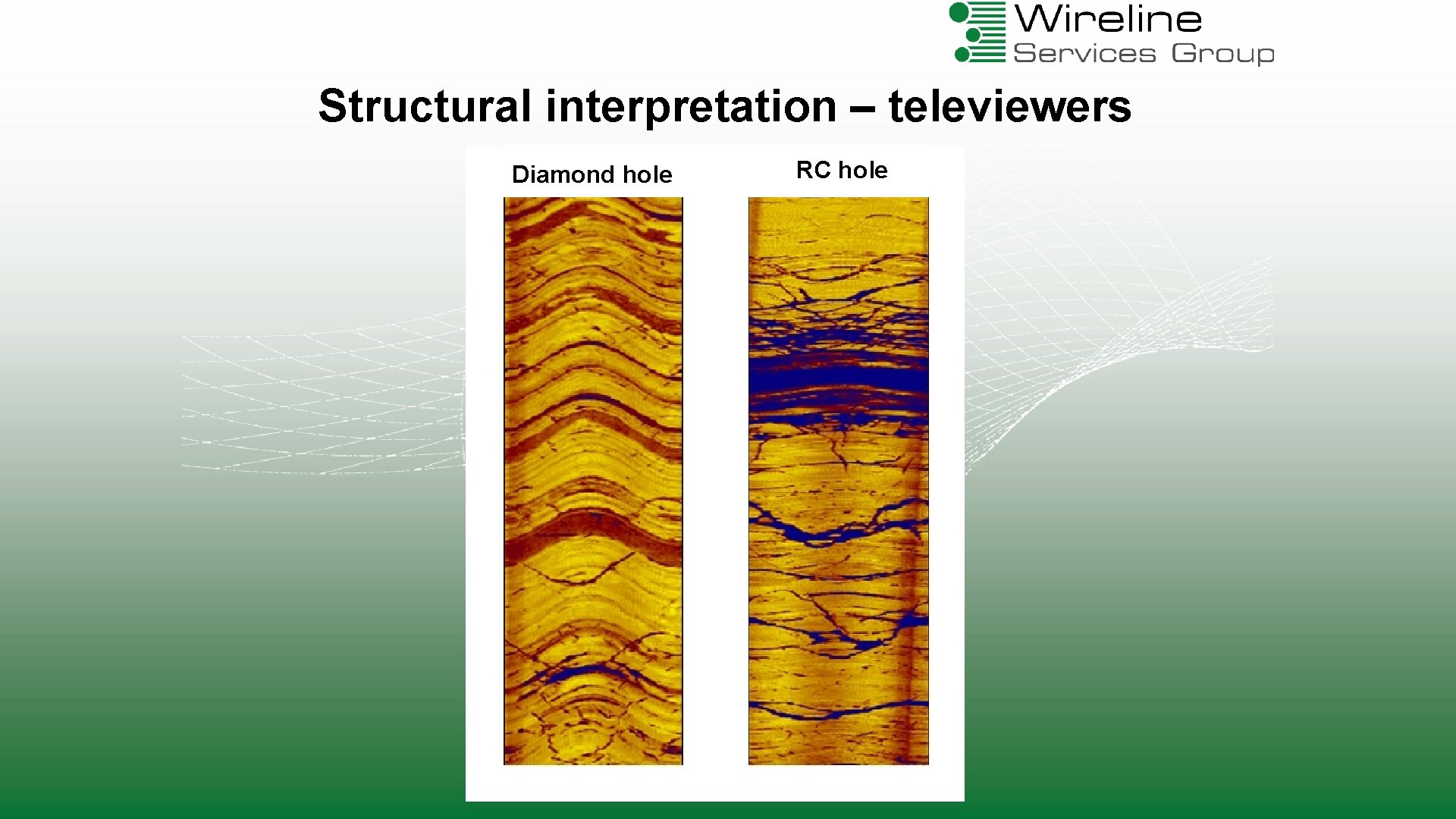 Structural interpretation – televiewers Diamond hole RC hole 