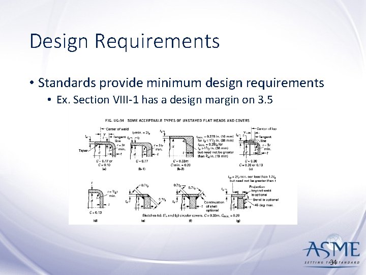 Design Requirements • Standards provide minimum design requirements • Ex. Section VIII-1 has a