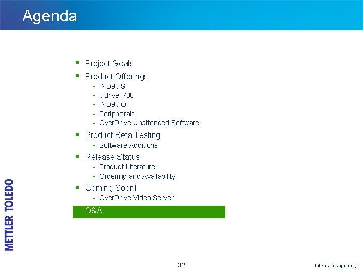 Agenda § Project Goals § Product Offerings - IND 9 US Udrive-780 IND 9