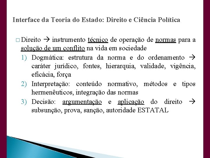 Interface da Teoria do Estado: Direito e Ciência Política instrumento técnico de operação de