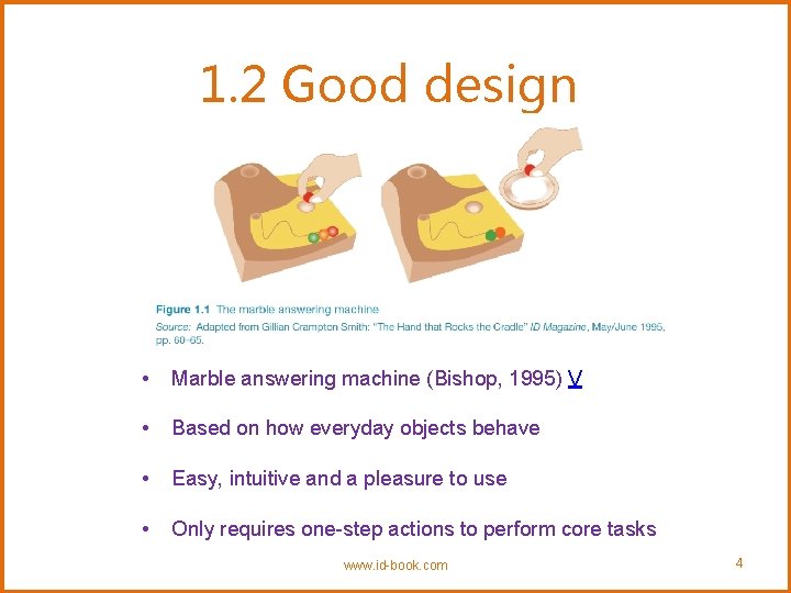 1. 2 Good design • Marble answering machine (Bishop, 1995) V • Based on