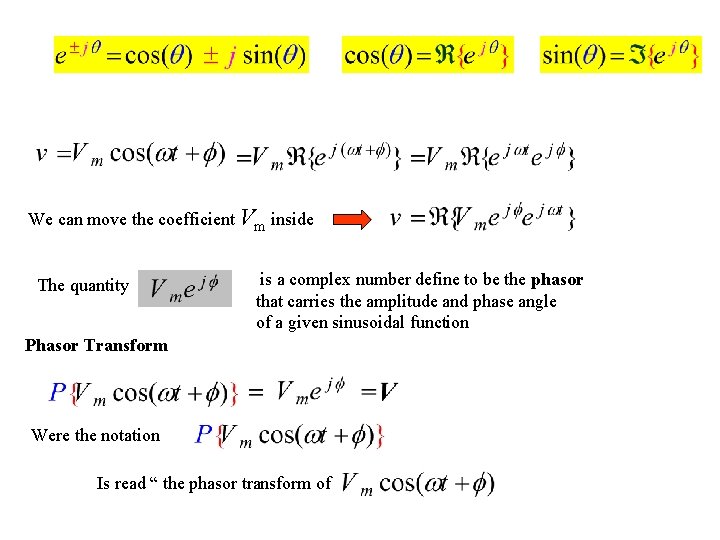We can move the coefficient Vm inside The quantity is a complex number define