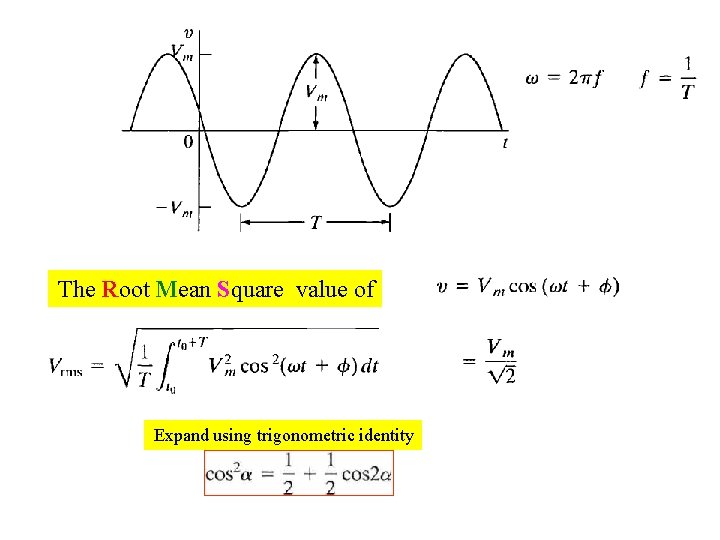 The Root Mean Square value of Expand using trigonometric identity 