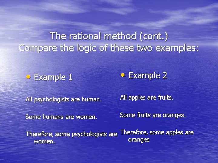 The rational method (cont. ) Compare the logic of these two examples: • Example The rational method (cont. ) Compare the logic of these two examples: • Example
