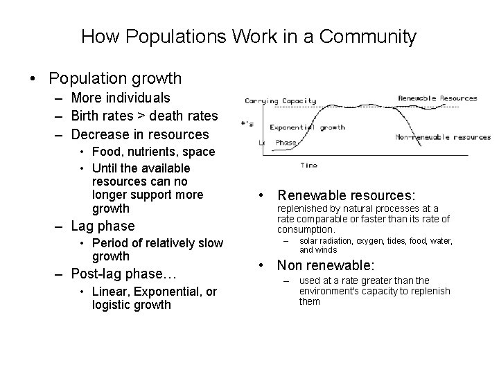 How Populations Work in a Community • Population growth – More individuals – Birth How Populations Work in a Community • Population growth – More individuals – Birth