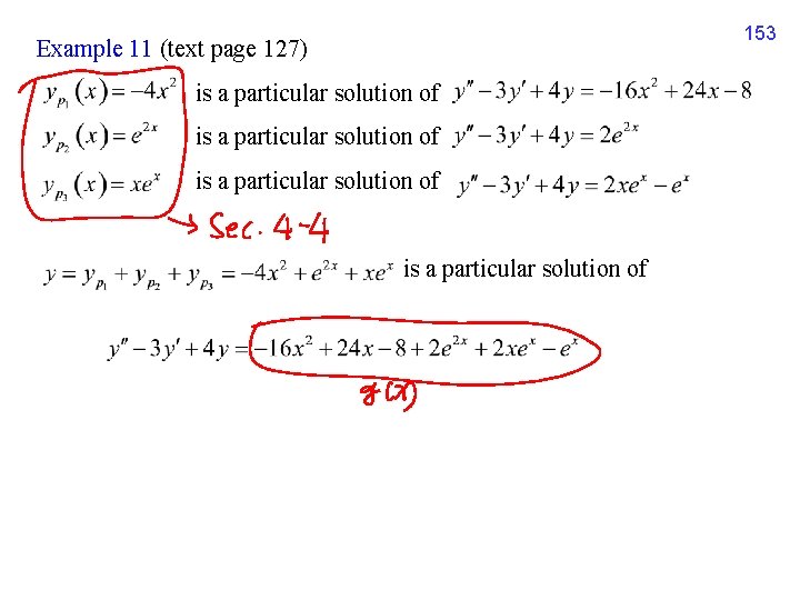 Example 11 (text page 127) is a particular solution of is a particular solution
