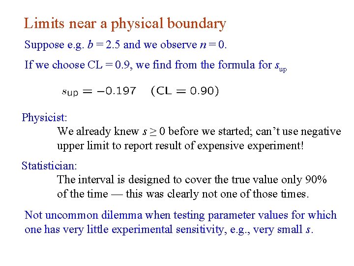 Limits near a physical boundary Suppose e. g. b = 2. 5 and we
