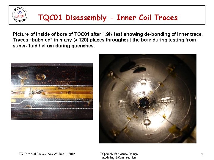 TQC 01 Disassembly - Inner Coil Traces Picture of inside of bore of TQC