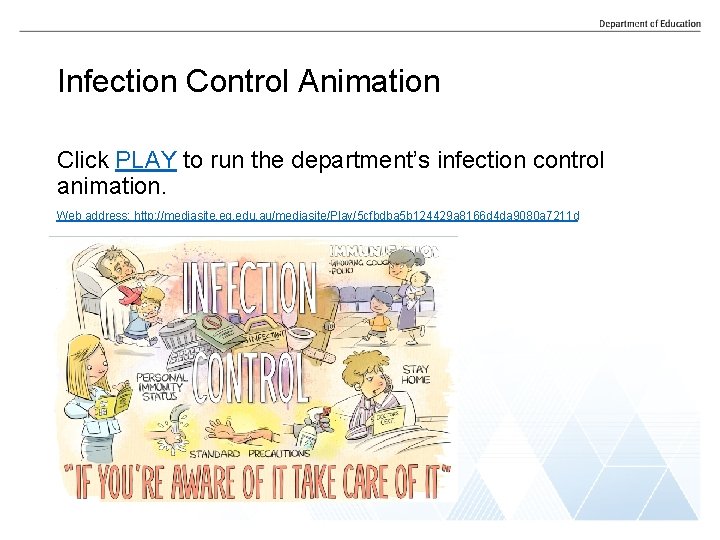 Infection Control Animation Click PLAY to run the department’s infection control animation. Web address: