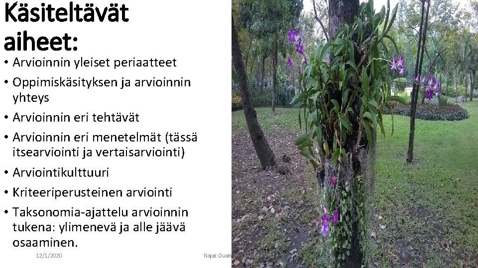 Käsiteltävät aiheet: • Arvioinnin yleiset periaatteet • Oppimiskäsityksen ja arvioinnin yhteys • Arvioinnin eri