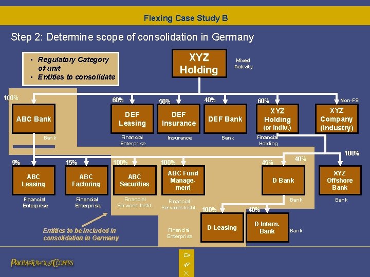 Flexing Case Study B Step 2: Determine scope of consolidation in Germany XYZ Holding