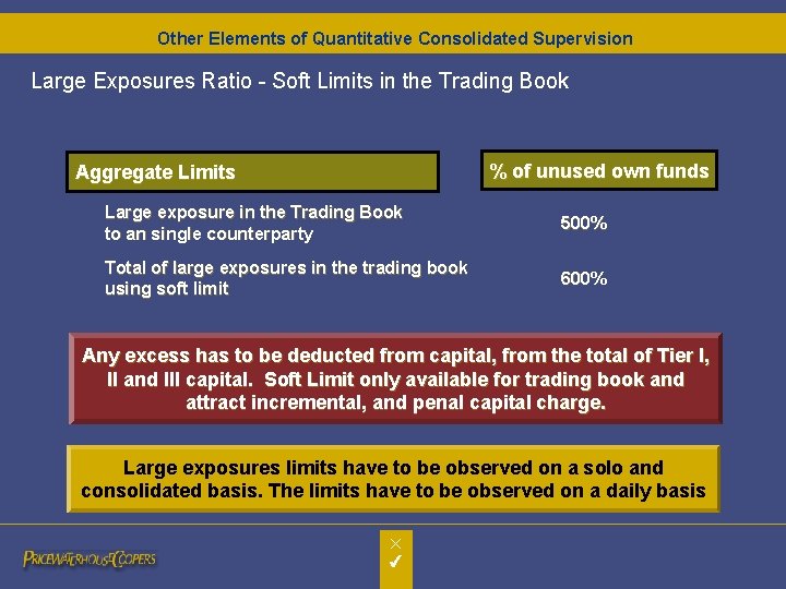 Other Elements of Quantitative Consolidated Supervision Large Exposures Ratio - Soft Limits in the