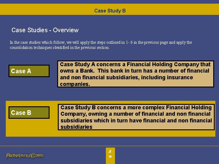 Case Study B Case Studies - Overview In the case studies which follow, we