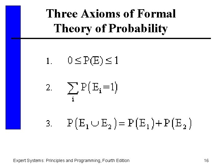 Three Axioms of Formal Theory of Probability Expert Systems: Principles and Programming, Fourth Edition