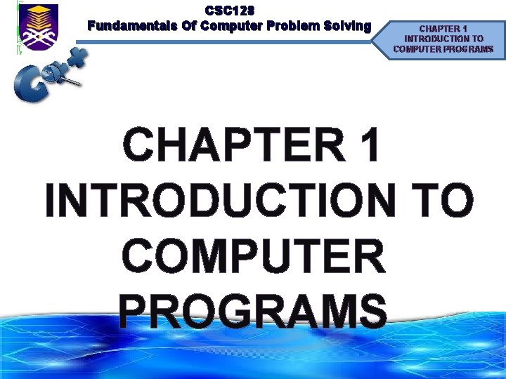 CSC 128 Fundamentals Of Computer Problem Solving CHAPTER 1 INTRODUCTION TO COMPUTER PROGRAMS 