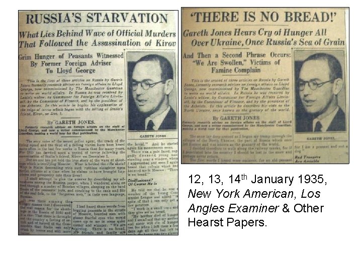 12, 13, 14 th January 1935, New York American, Los Angles Examiner & Other