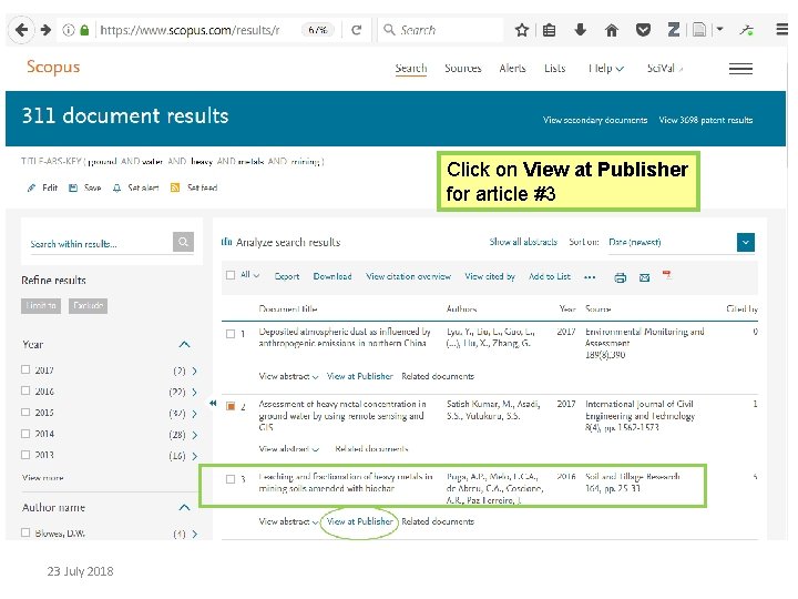 Click on View at Publisher for article #3 23 July 2018 