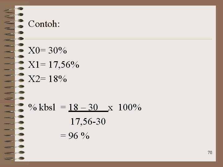 Contoh: X 0= 30% X 1= 17, 56% X 2= 18% % kbsl =