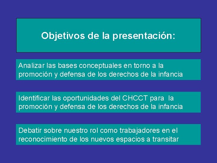 Objetivos de la presentación: Analizar las bases conceptuales en torno a la promoción y