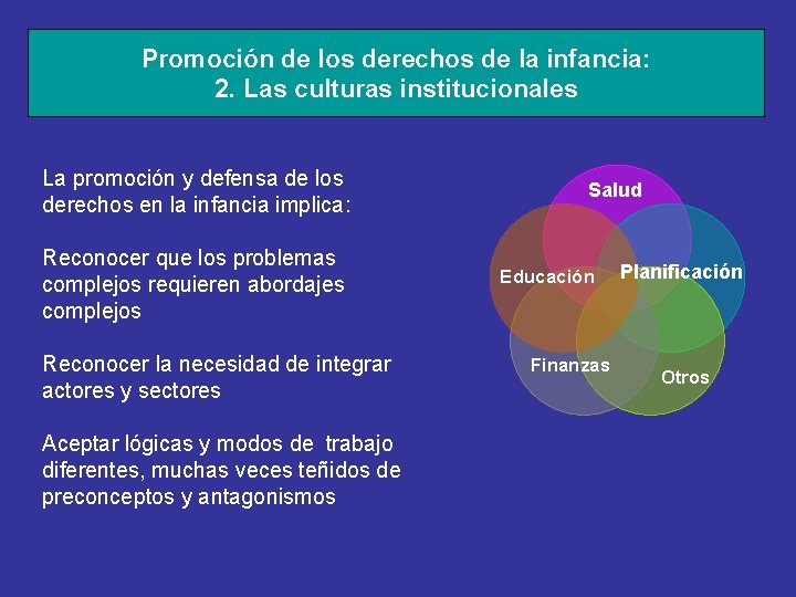 Promoción de los derechos de la infancia: 2. Las culturas institucionales La promoción y