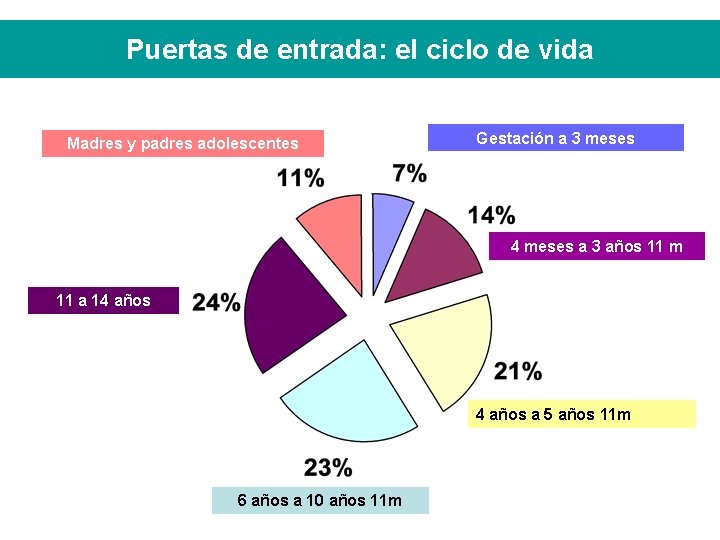 Puertas de entrada: el ciclo de vida Madres y padres adolescentes Gestación a 3