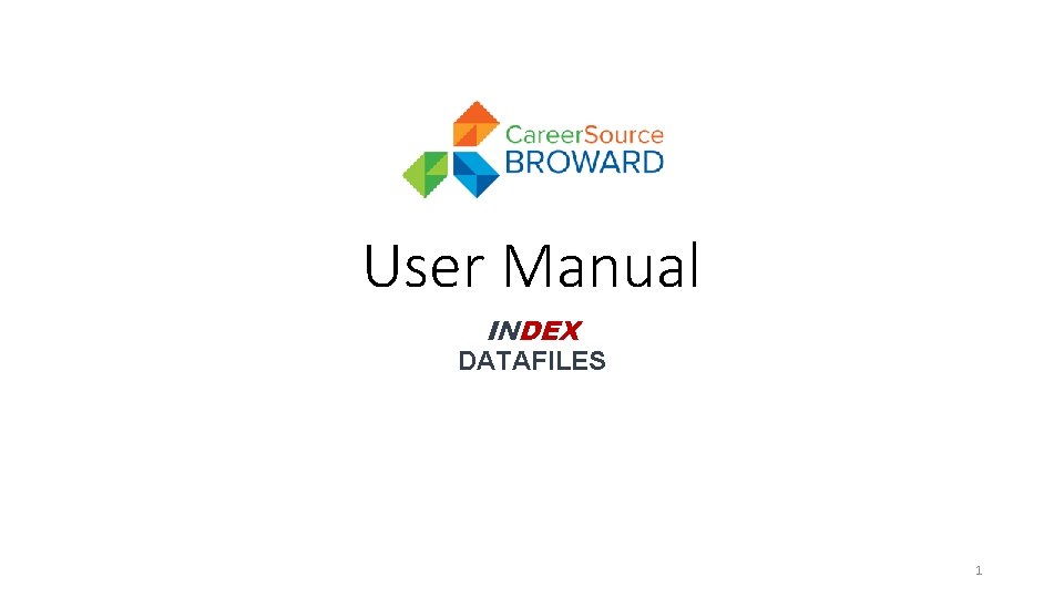 User Manual INDEX DATAFILES 1 