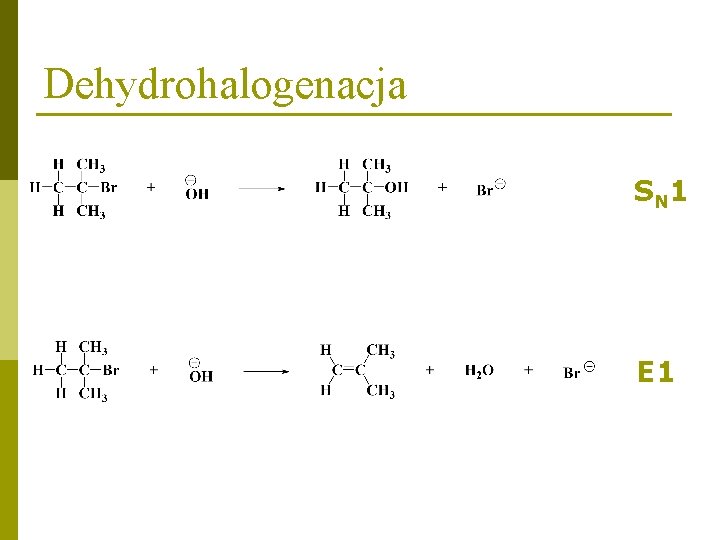 Dehydrohalogenacja SN 1 E 1 