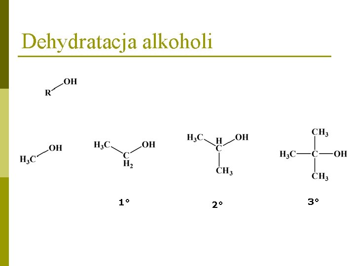 Dehydratacja alkoholi 1° 2° 3° 