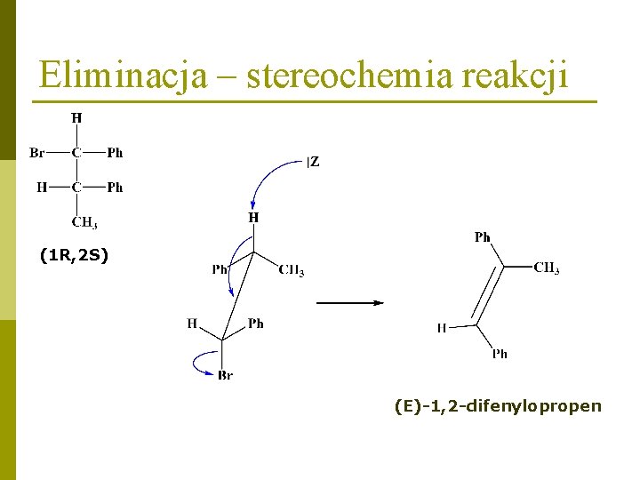 Eliminacja – stereochemia reakcji (1 R, 2 S) (E)-1, 2 -difenylopropen 