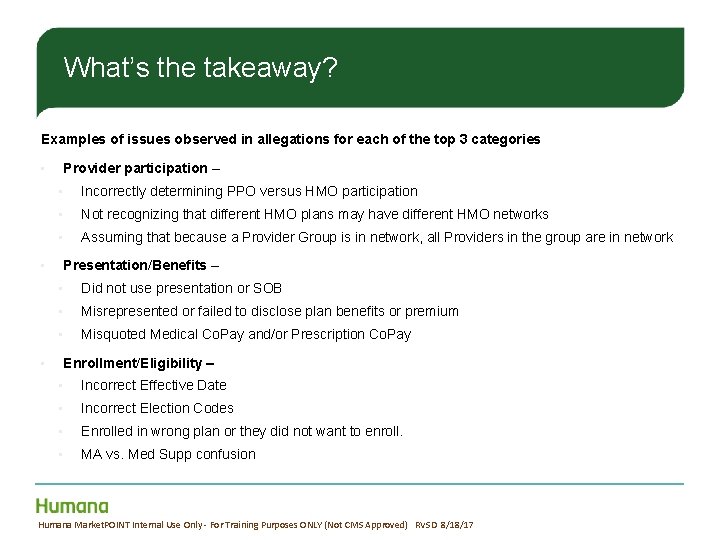 What’s the takeaway? Examples of issues observed in allegations for each of the top What’s the takeaway? Examples of issues observed in allegations for each of the top