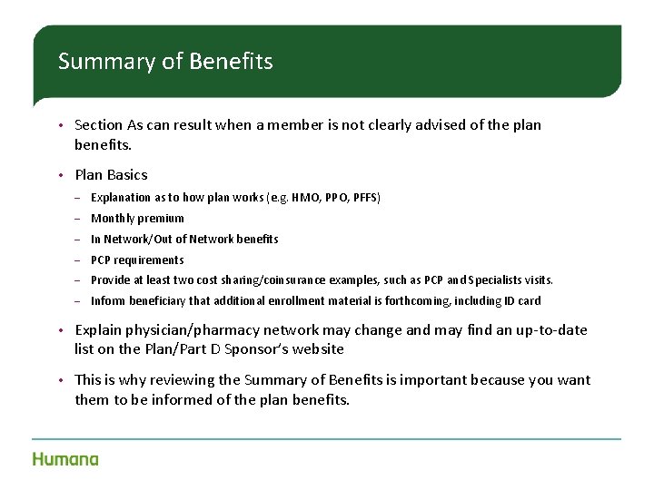 Summary of Benefits • Section As can result when a member is not clearly Summary of Benefits • Section As can result when a member is not clearly
