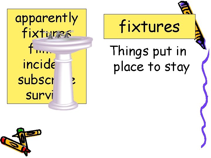 apparently fixtures flimsy incident subscribe survive fixtures Things put in place to stay 