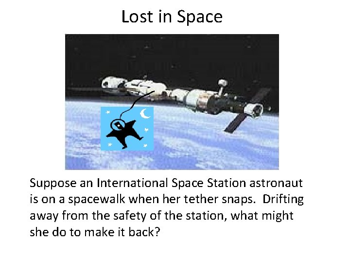 Lost in Space Suppose an International Space Station astronaut is on a spacewalk when