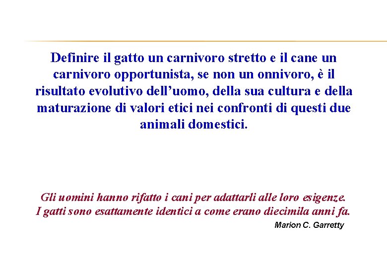 Definire il gatto un carnivoro stretto e il cane un carnivoro opportunista, se non