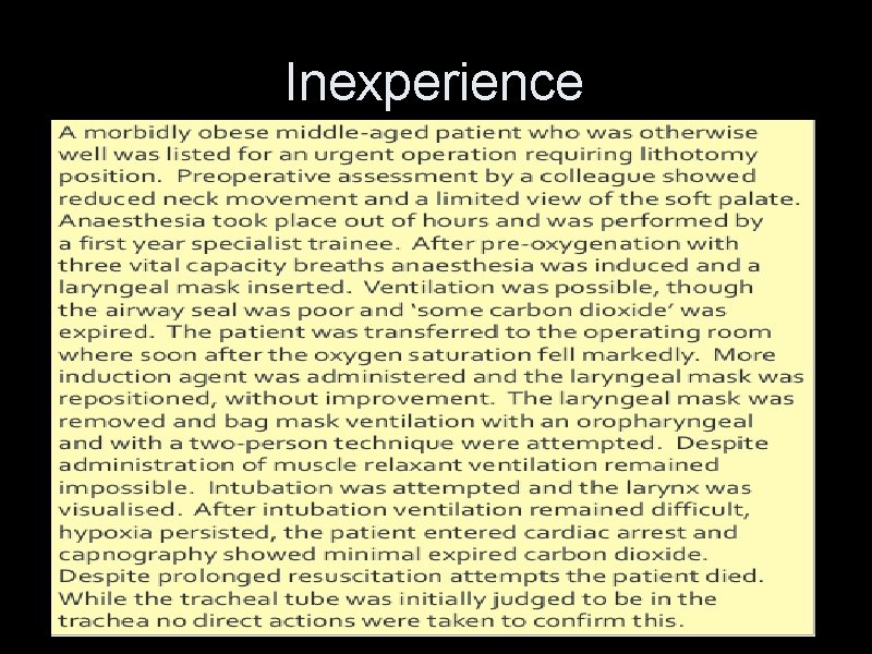 Inexperience Inexperience