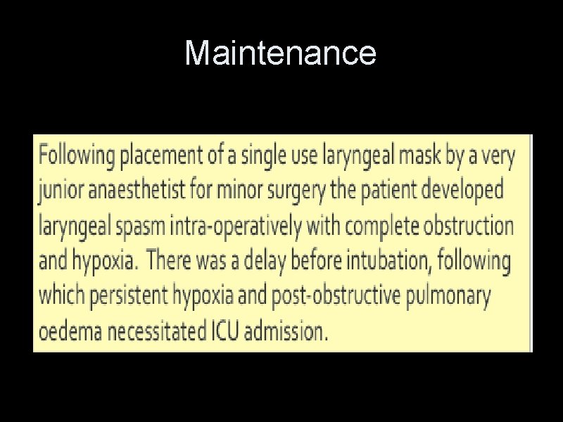 Maintenance Maintenance