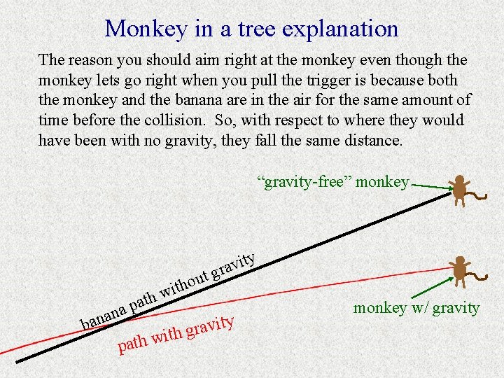 Monkey in a tree explanation The reason you should aim right at the monkey