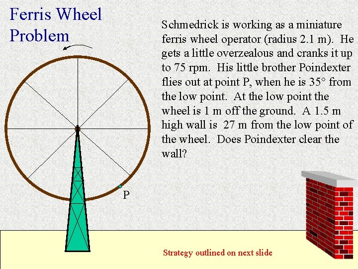 Ferris Wheel Problem Schmedrick is working as a miniature ferris wheel operator (radius 2.