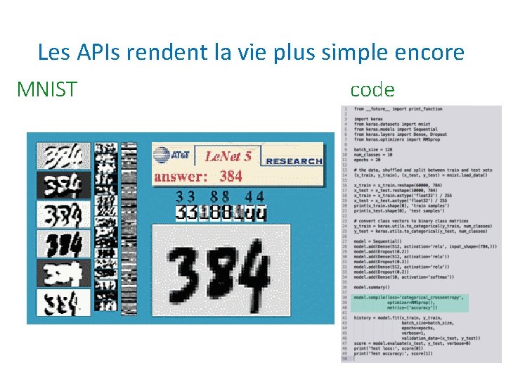 Les APIs rendent la vie plus simple encore MNIST code 