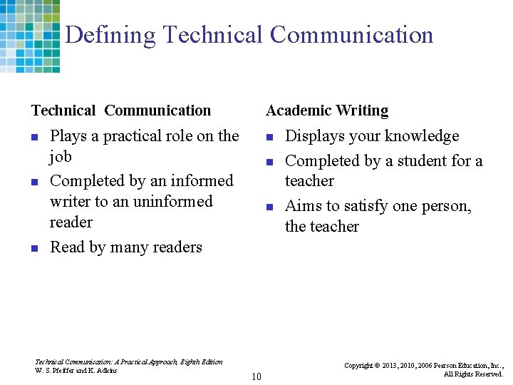 Defining Technical Communication n n n Academic Writing Plays a practical role on the