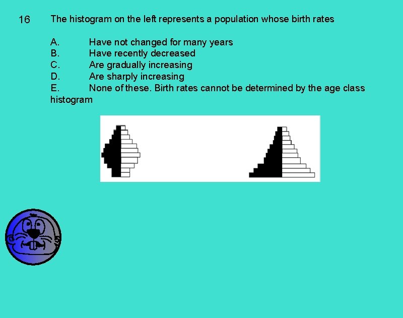 16 The histogram on the left represents a population whose birth rates A. Have 16 The histogram on the left represents a population whose birth rates A. Have