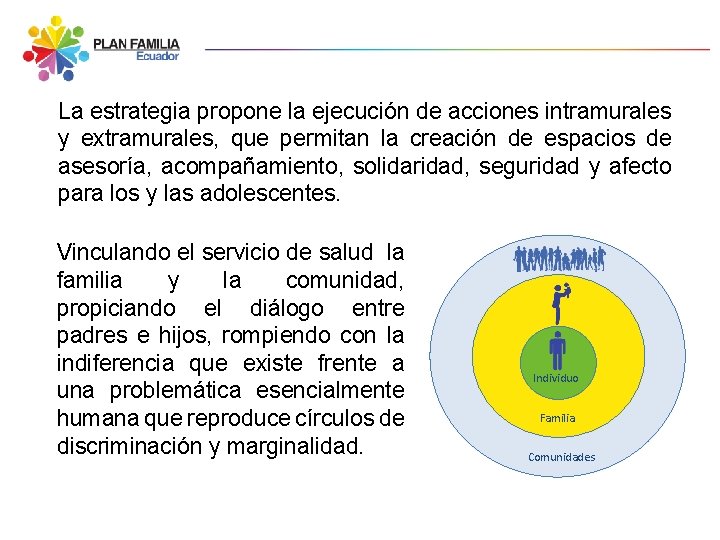 La estrategia propone la ejecución de acciones intramurales y extramurales, que permitan la creación