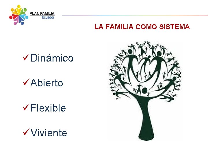 LA FAMILIA COMO SISTEMA üDinámico üAbierto üFlexible üViviente 