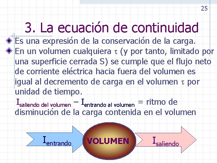 25 3. La ecuación de continuidad Es una expresión de la conservación de la