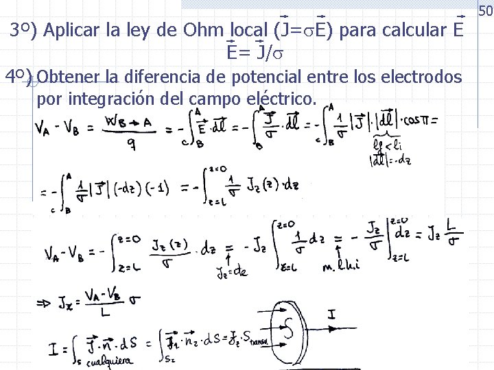 3º) Aplicar la ley de Ohm local (J= E) para calcular E E= J/