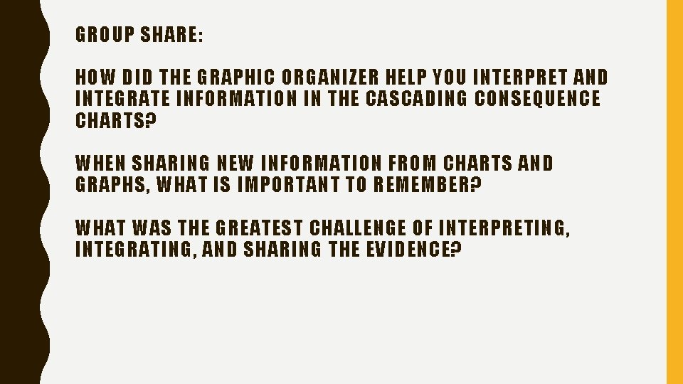 GROUP SHARE: HOW DID THE GRAPHIC ORGANIZER HELP YOU INTERPRET AND INTEGRATE INFORMATION IN