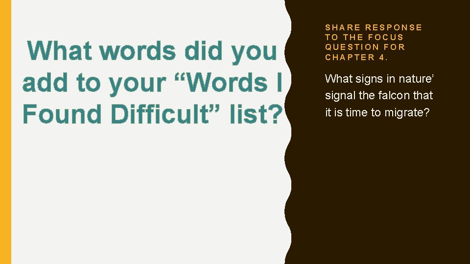 What words did you add to your “Words I Found Difficult” list? SHARE RESPONSE