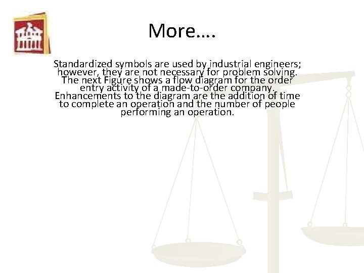 More…. Standardized symbols are used by industrial engineers; however, they are not necessary for