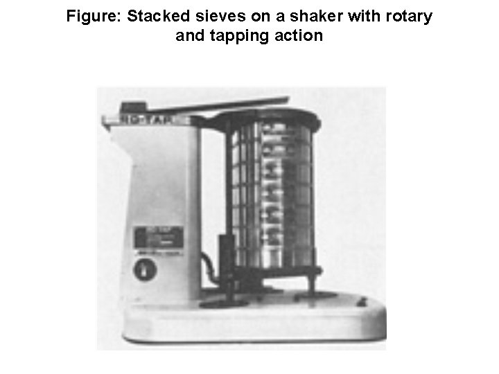 Figure: Stacked sieves on a shaker with rotary and tapping action 